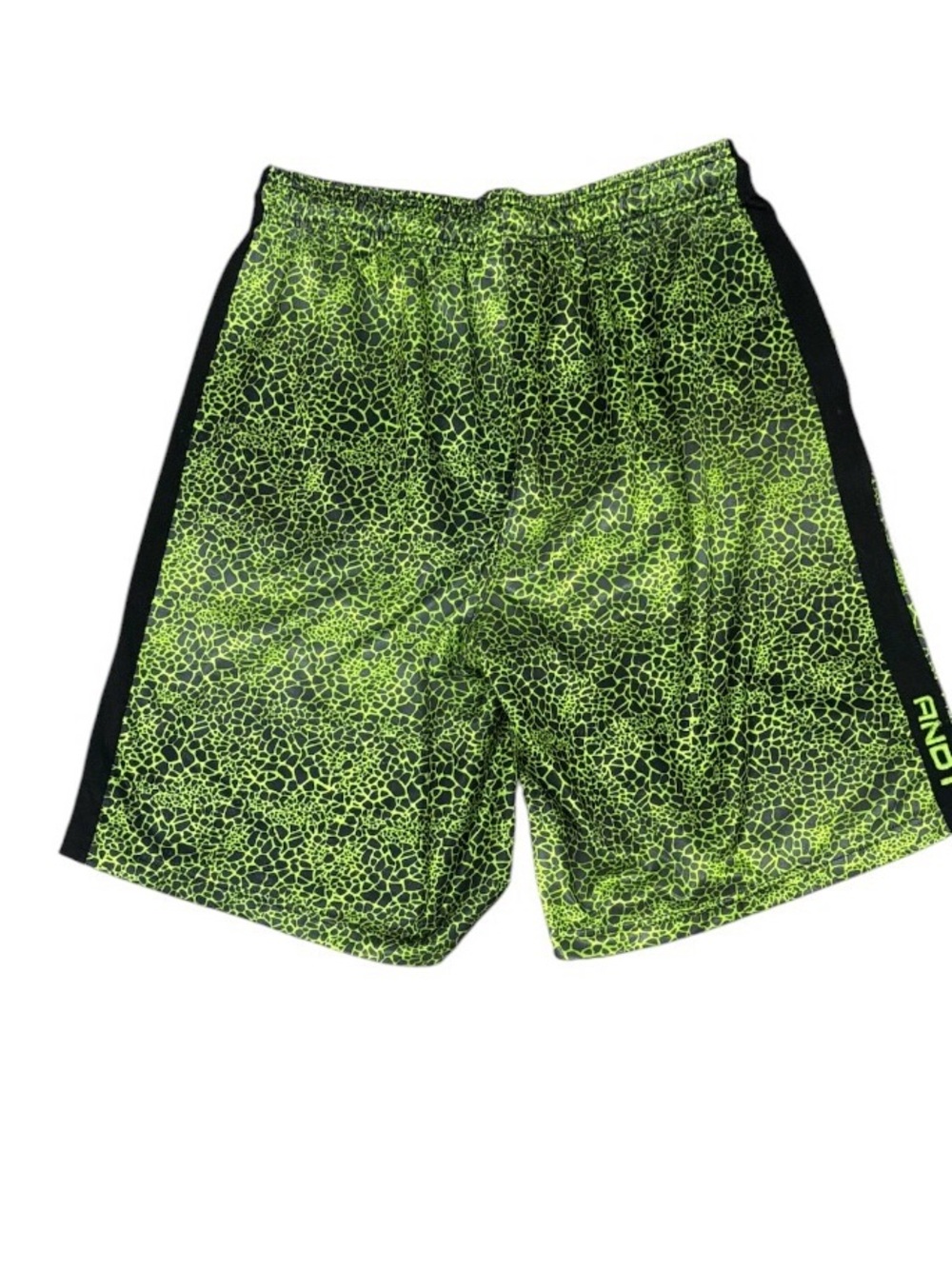 AND1 Neon Lime Black Graphic Basketball Shorts